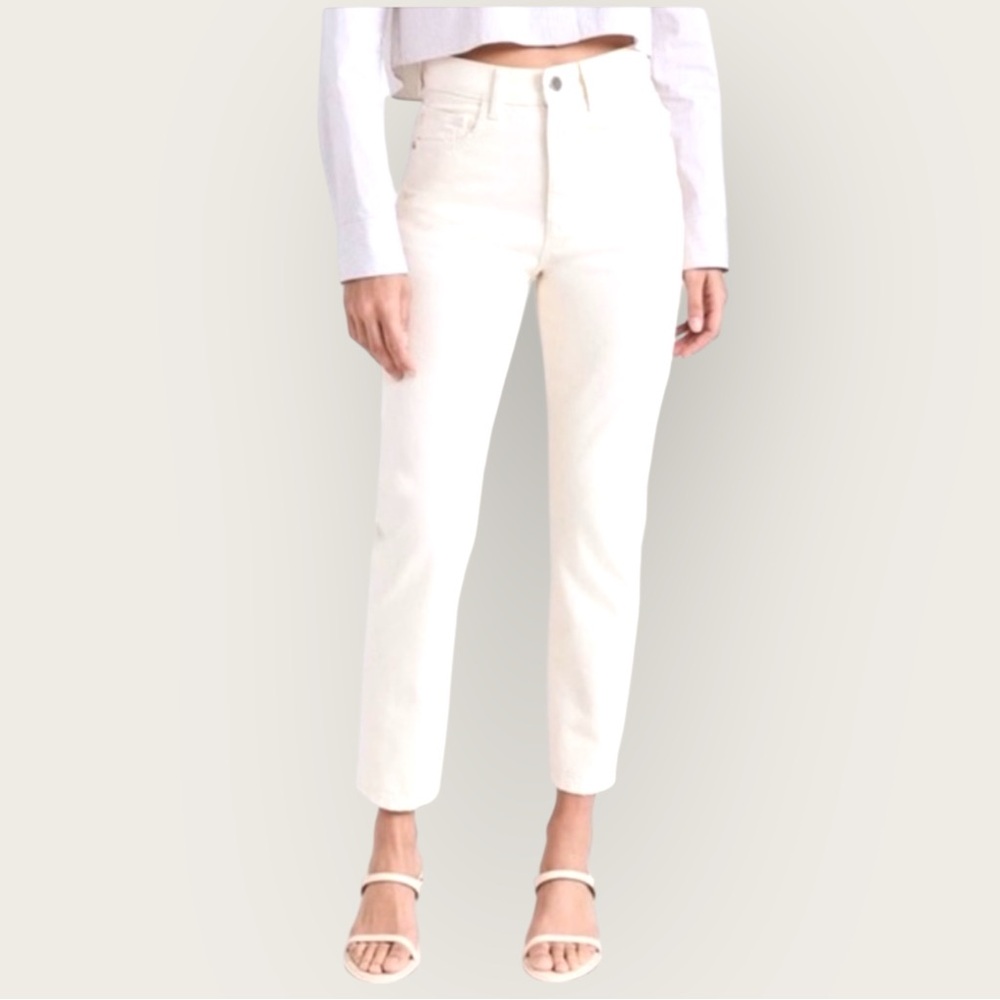 NWT Edwin Jeans x Anthropologie Women's Anderson‎ Ankle Jeans in Ivory High Rise